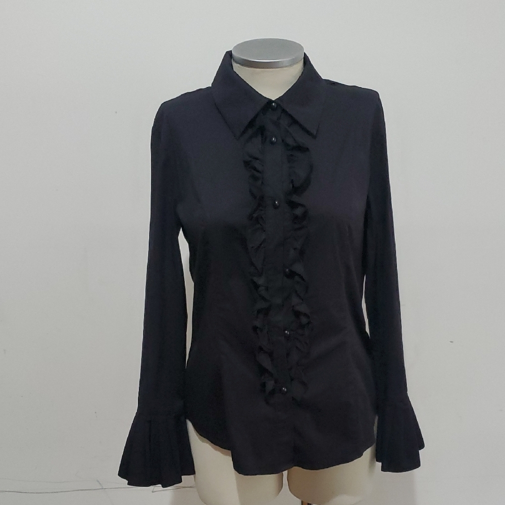 Wd.ny Elegant Black Ruffle Blouse